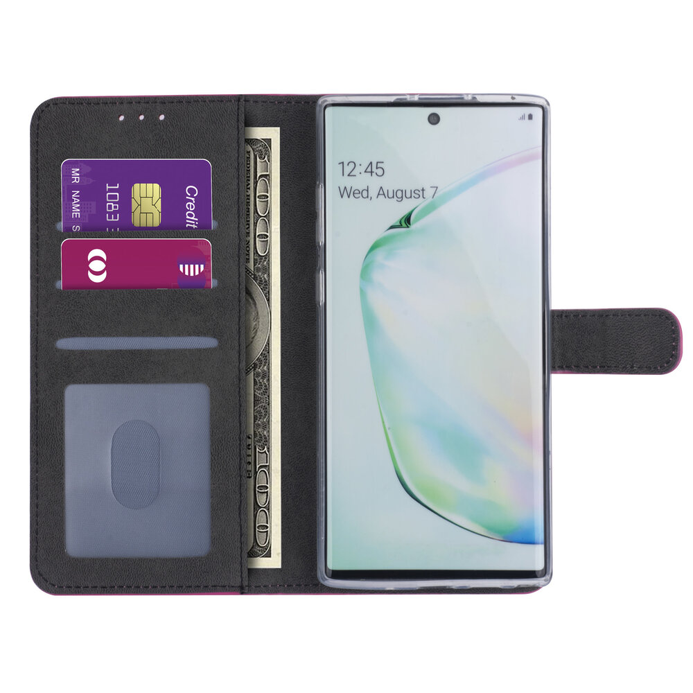 Samsung hoesje voor Galaxy Note 10 Plus - Felroze - Book Case - Kaarthouder (N975F) Samsung hoesje voor Galaxy Note 10 Plus - Felroze - Book Case - Kaarthouder (N975F)