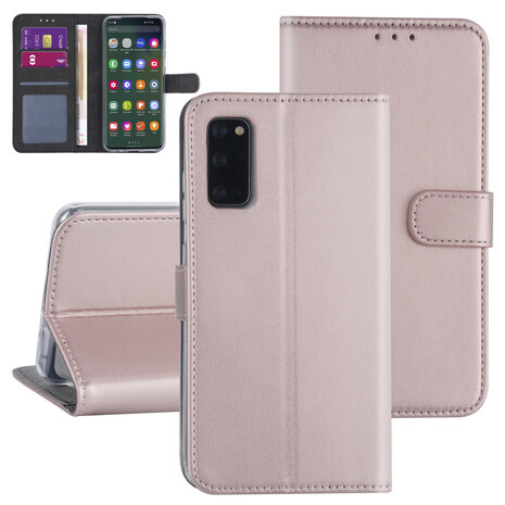 Samsung Galaxy S20 Rose Gold Book-Case hul - Kartenhalter Samsung Galaxy S20 Rose Gold Book-Case hul - Kartenhalter