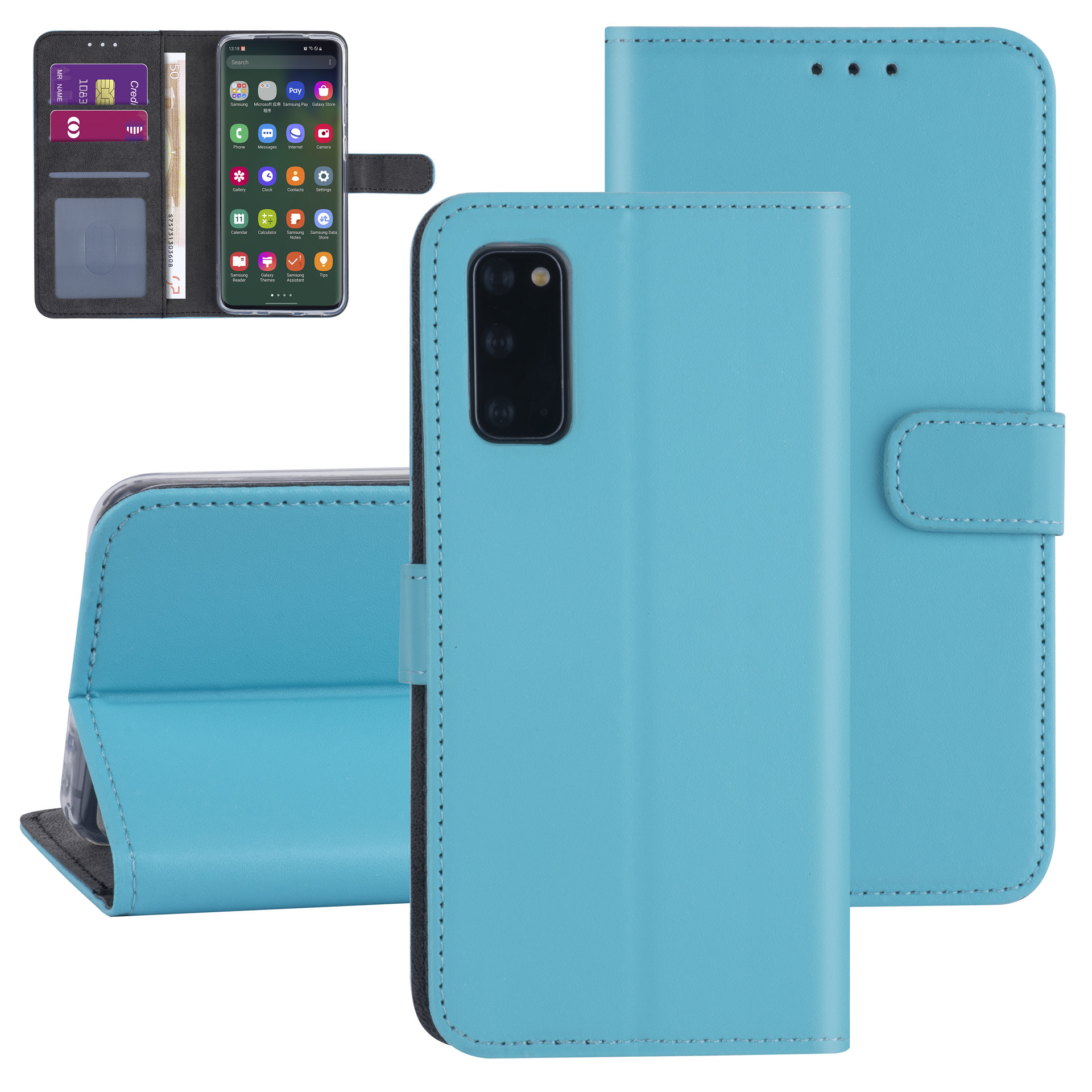 Samsung hoesje voor Galaxy S20 - LichtBlauw - Book Case - Kaarthouder
