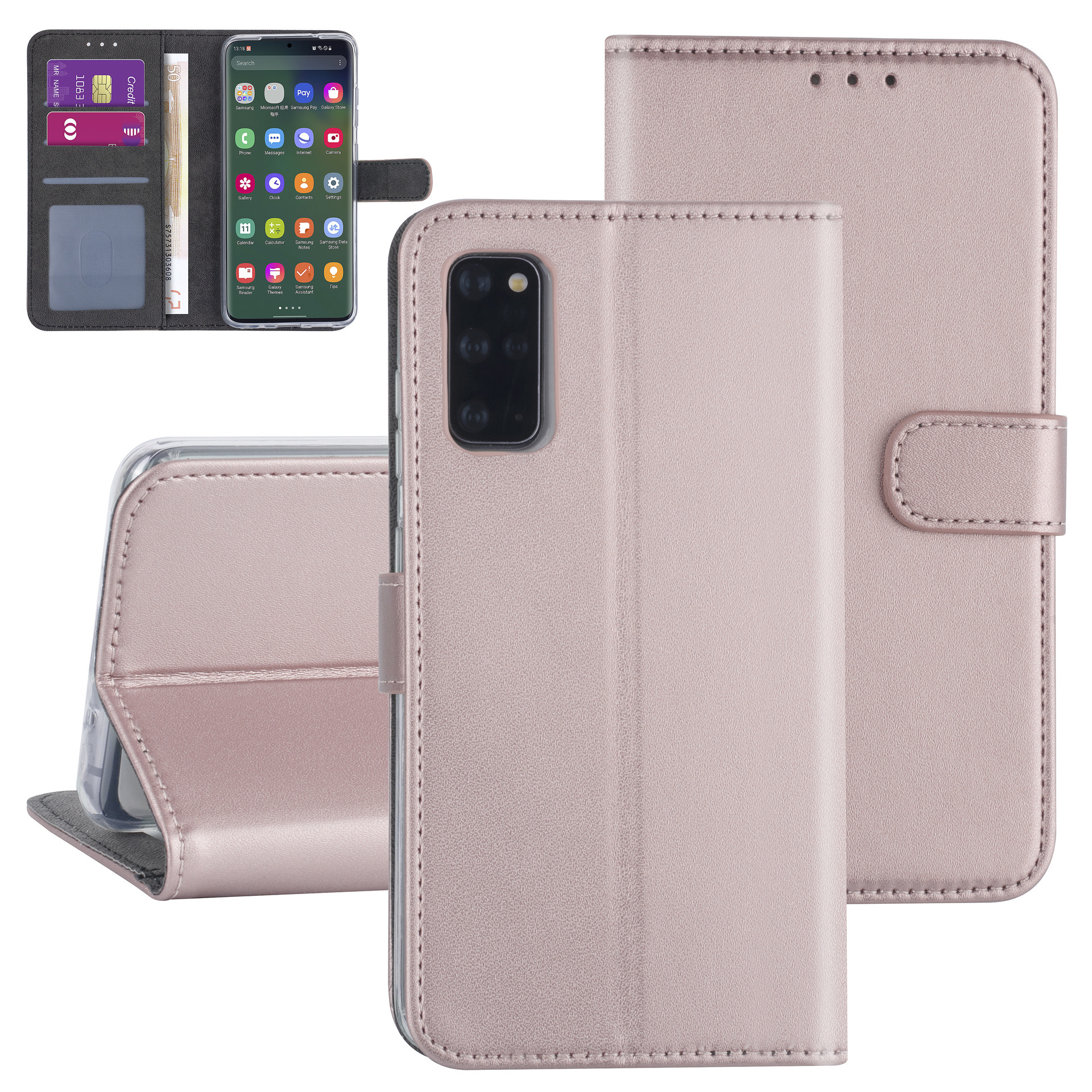 Samsung Galaxy S20 Plus Book Case hoesje - Rose Gold - Kaarthouder
