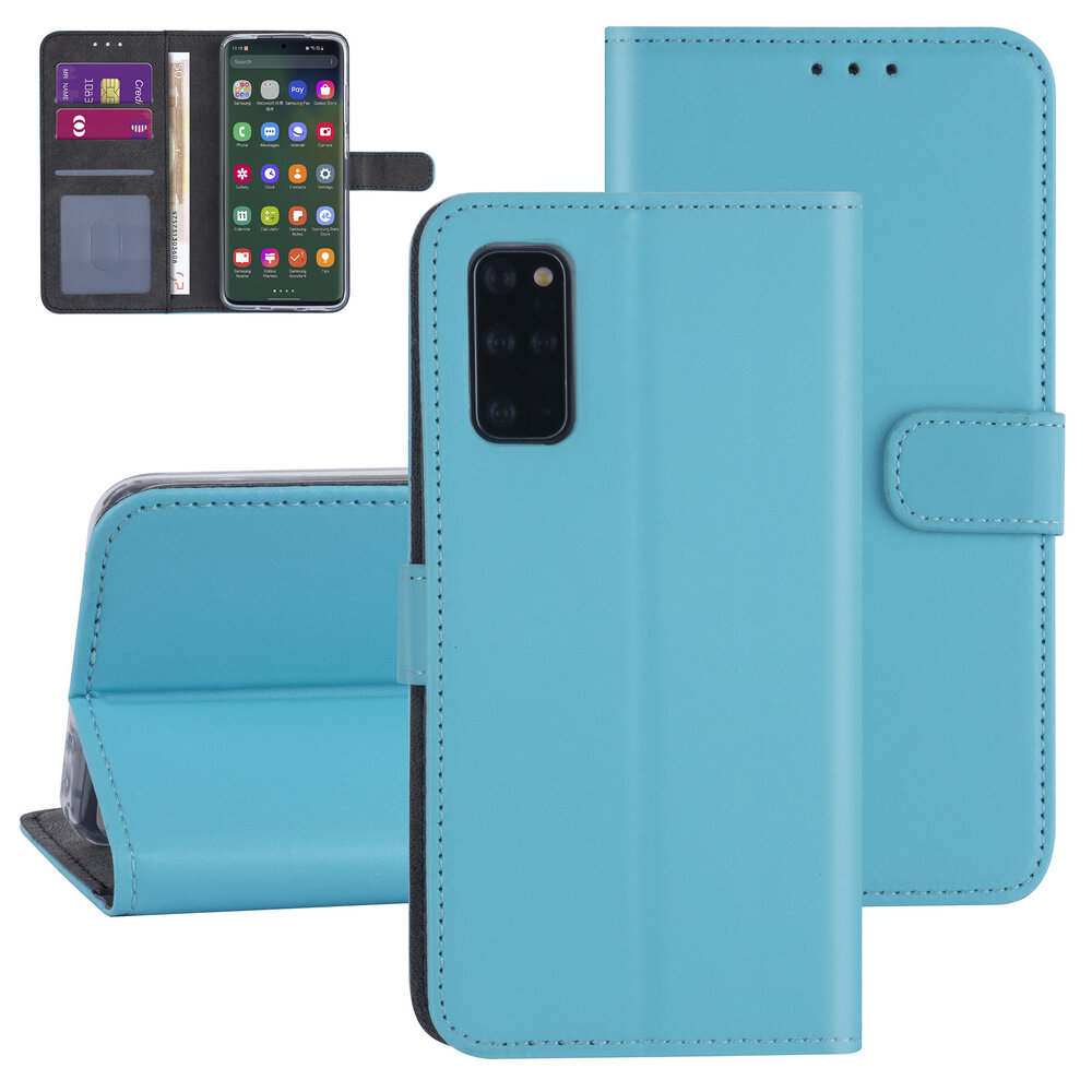 Samsung Galaxy S20 Plus Book Case hoesje - lichtblauw - Kaarthouder Samsung Galaxy S20 Plus Book Case hoesje - lichtblauw - Kaarthouder