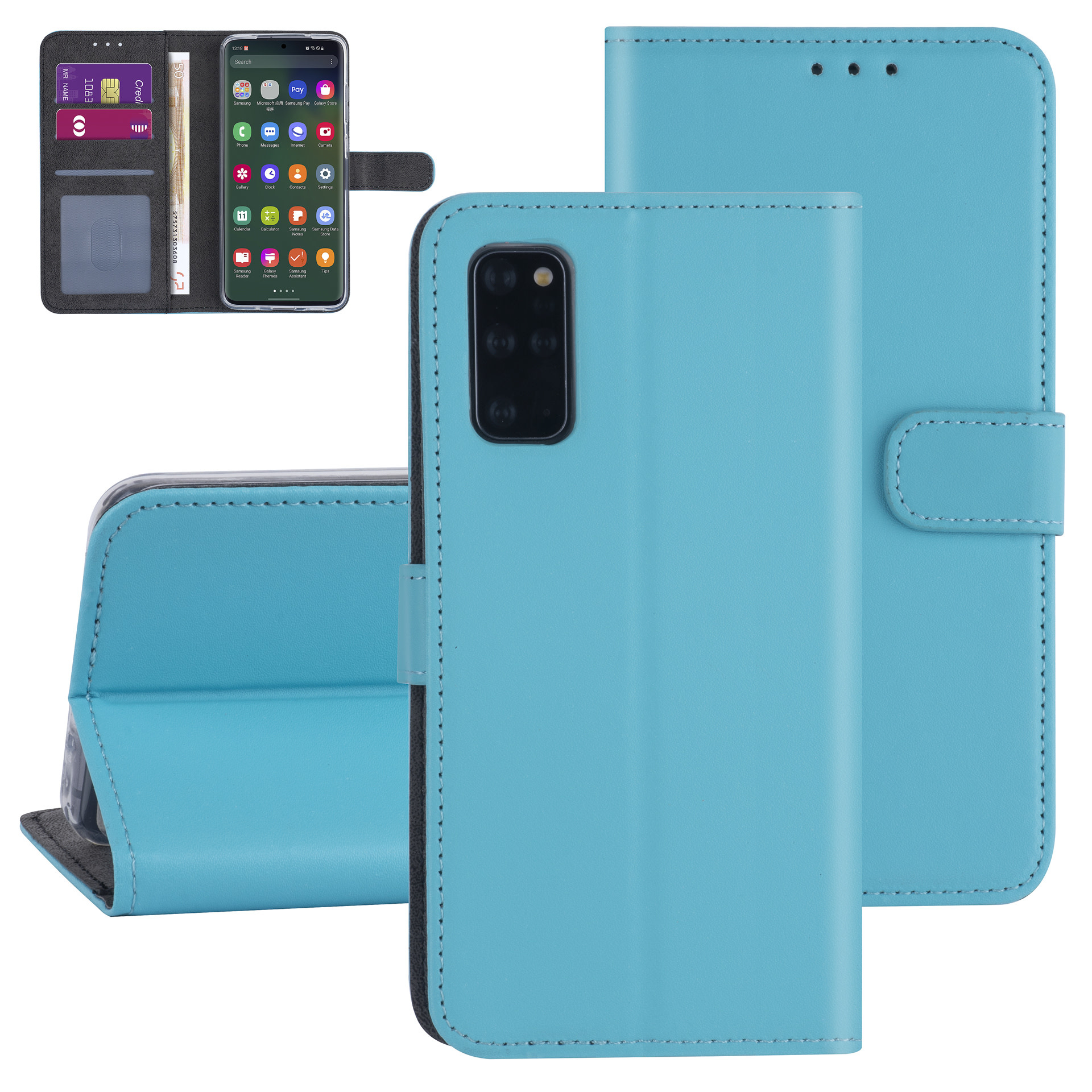 Samsung Galaxy S20 Plus Book Case hoesje - lichtblauw - Kaarthouder