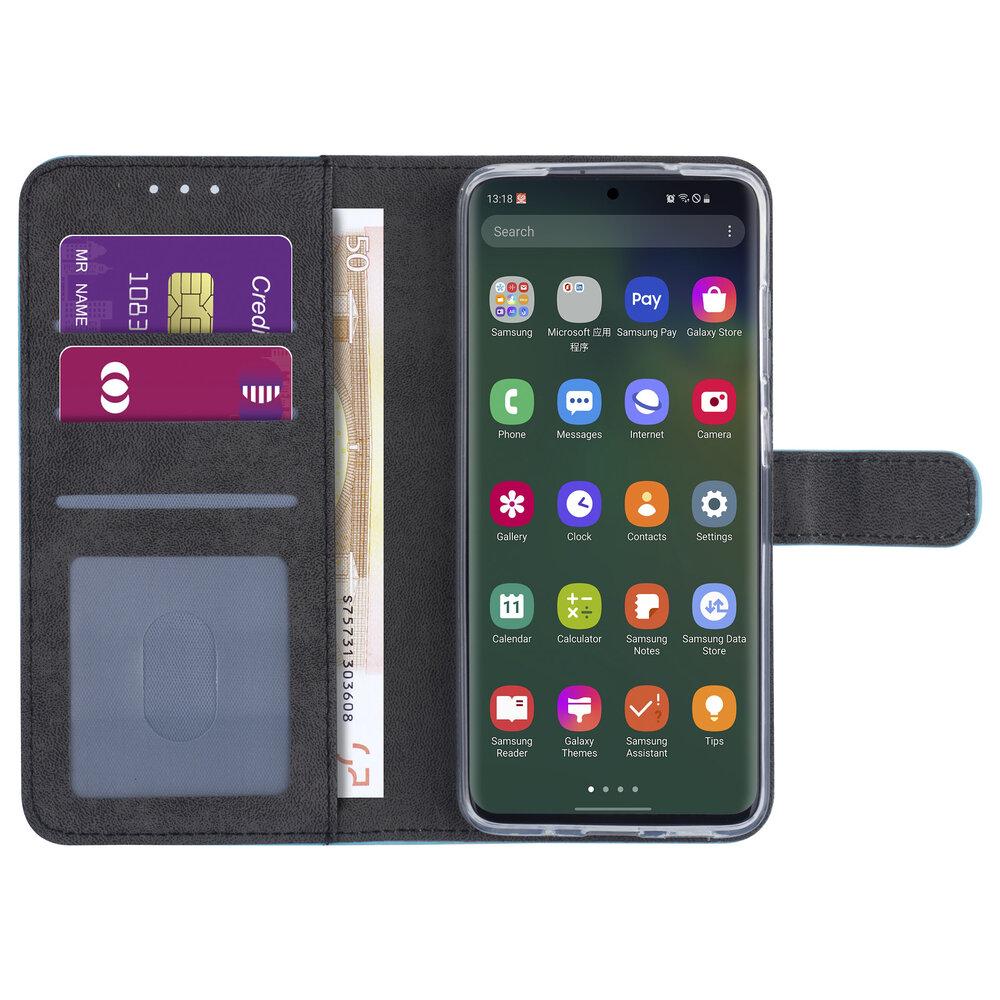 Samsung Galaxy S20 Plus Book Case hoesje - lichtblauw - Kaarthouder Samsung Galaxy S20 Plus Book Case hoesje - lichtblauw - Kaarthouder