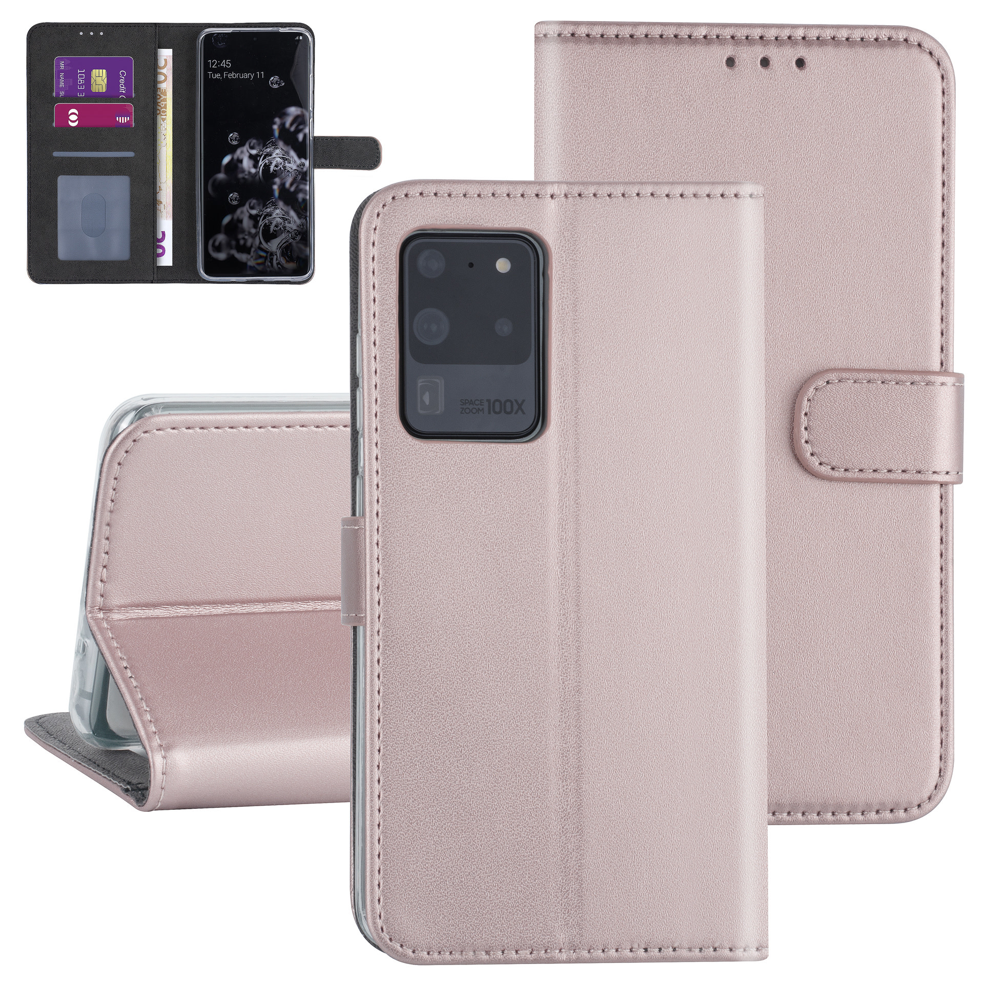 Samsung Galaxy S20 Ultra Book Case hoesje - Rose Gold - Kaarthouder