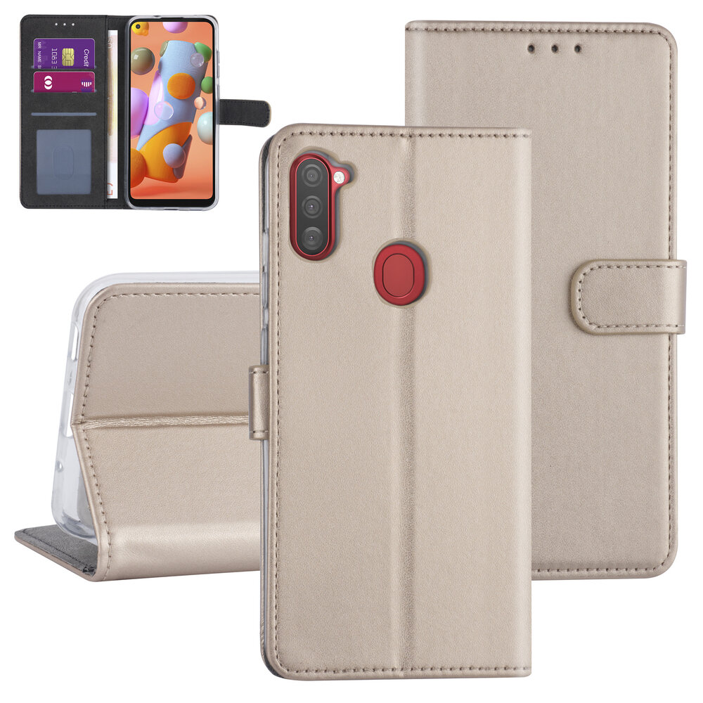 Samsung Galaxy A11 Gold Book type case - Card holder Samsung Galaxy A11 Gold Book type case - Card holder