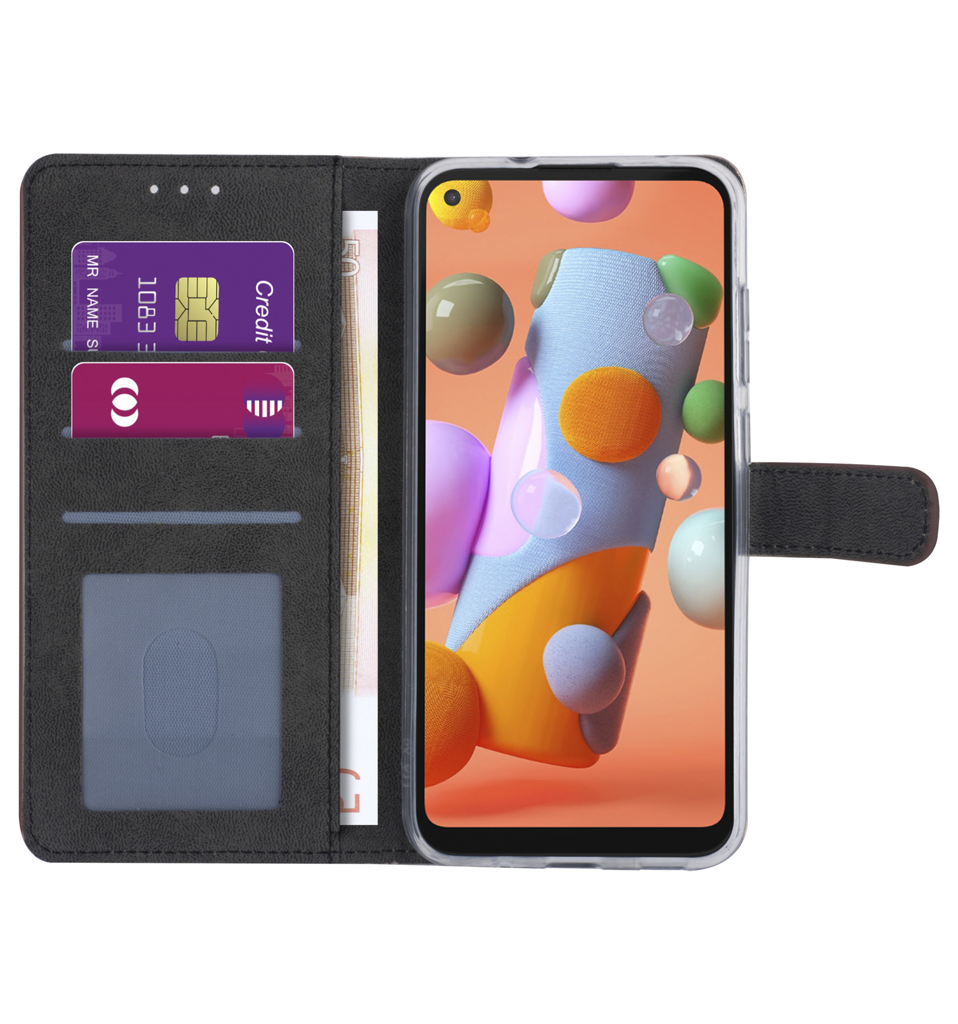 Samsung hoesje voor Galaxy A11 - Bruin - Book Case - Kaarthouder (A115F), foto 4 van 6