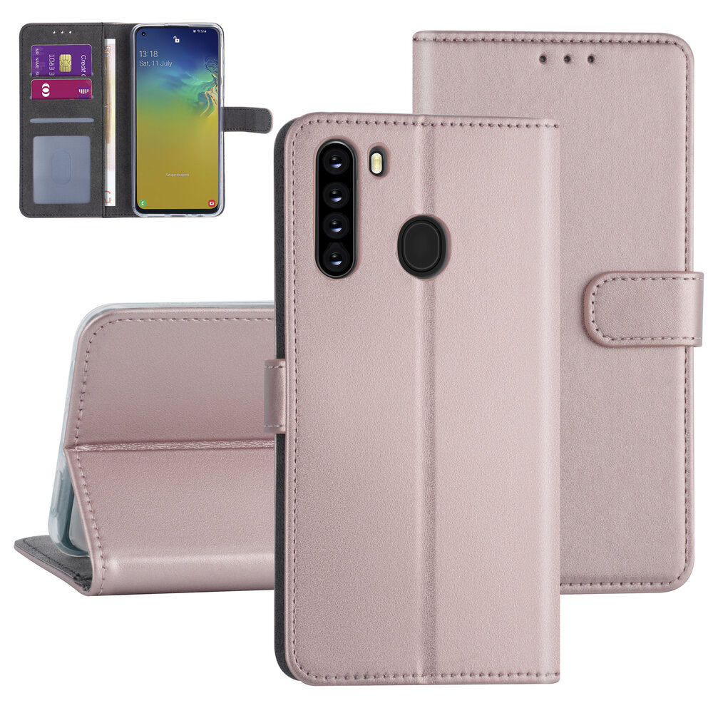Samsung Galaxy A21 Rose Gold Book-Case hul - Kartenhalter Samsung Galaxy A21 Rose Gold Book-Case hul - Kartenhalter
