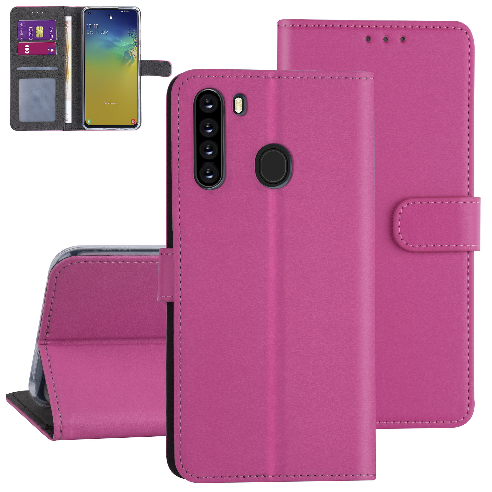 Samsung hoesje voor Galaxy A21 - Felroze - Book Case - Kaarthouder (A205F)