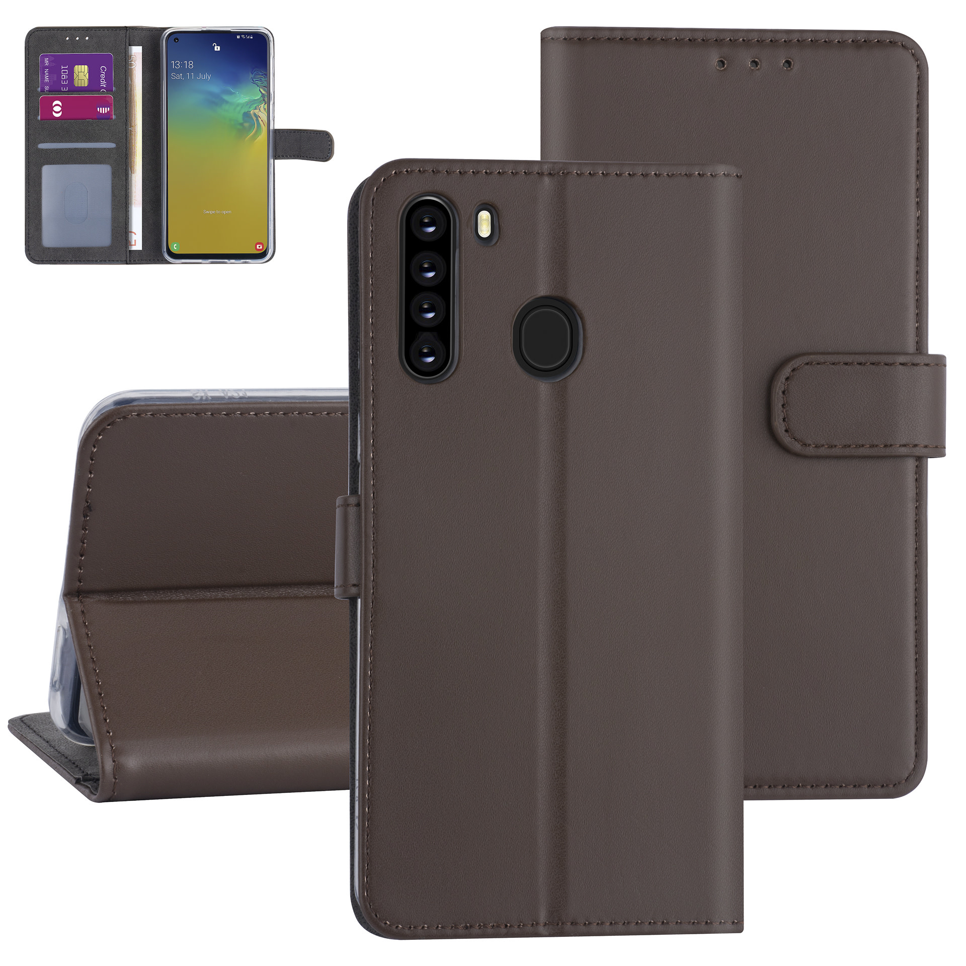 Samsung hoesje voor Galaxy A21 - Bruin - Book Case - Kaarthouder (A205F)