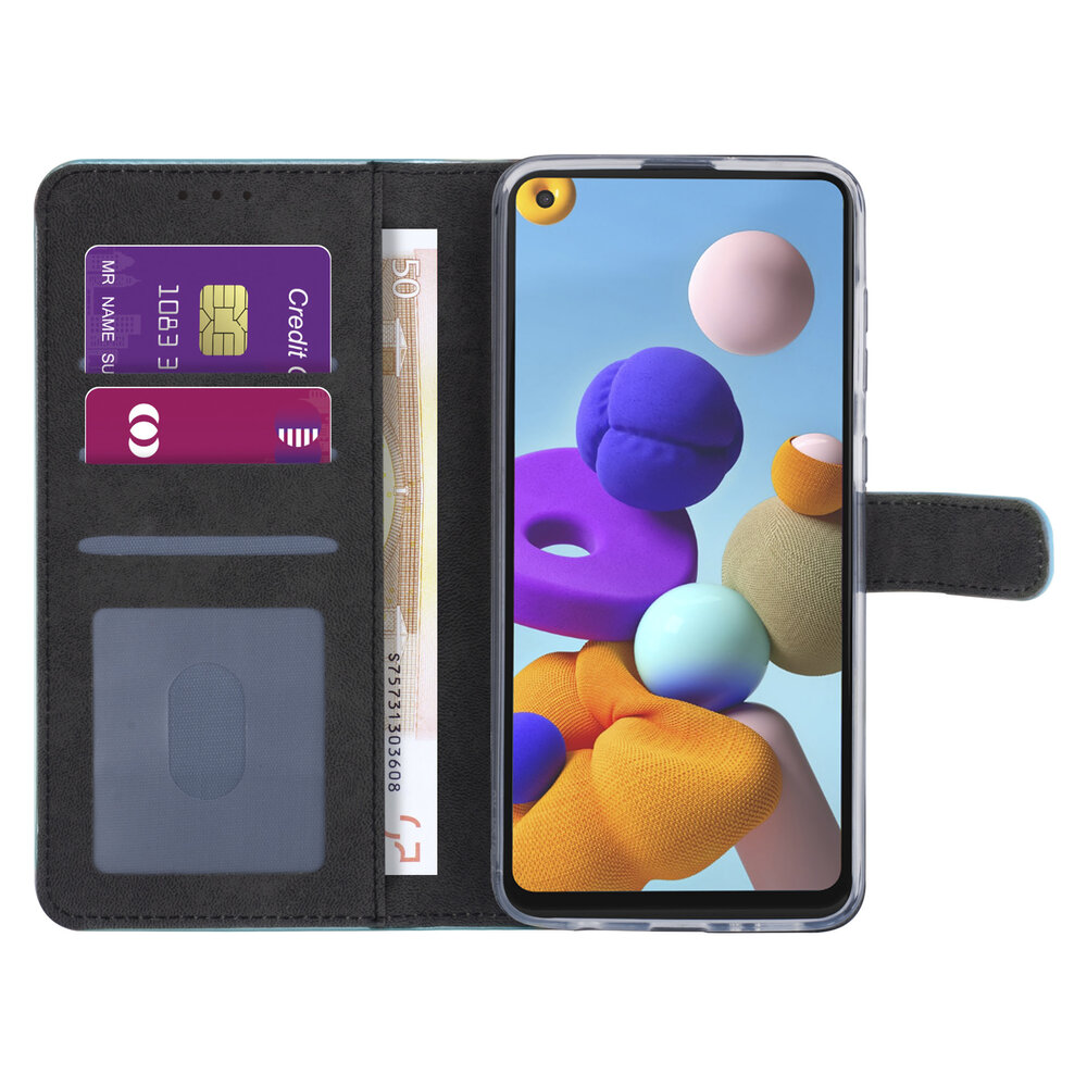 Samsung Galaxy A21S Hellblau Book-Case hul - Kartenhalter Samsung Galaxy A21S Hellblau Book-Case hul - Kartenhalter