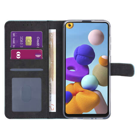 Samsung Galaxy A21S Hellblau Book-Case hul - Kartenhalter Samsung Galaxy A21S Hellblau Book-Case hul - Kartenhalter