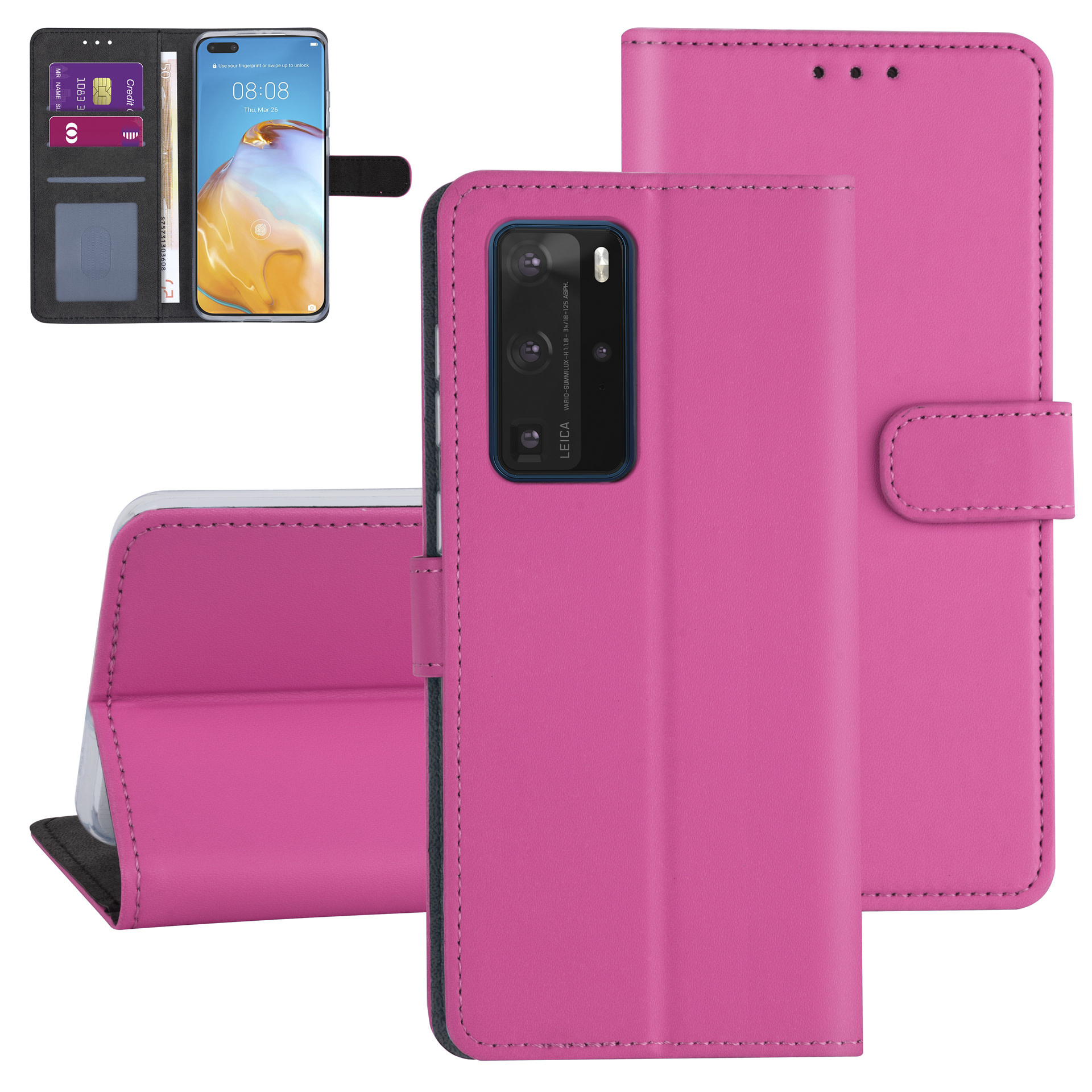 Hoesje voor Huawei P40 Pro - Felroze - Book Case - Kaarthouder