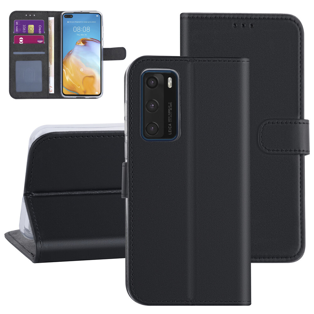 Hoesje voor Huawei P40 - Zwart - Book Case - Kaarthouder Hoesje voor Huawei P40 - Zwart - Book Case - Kaarthouder
