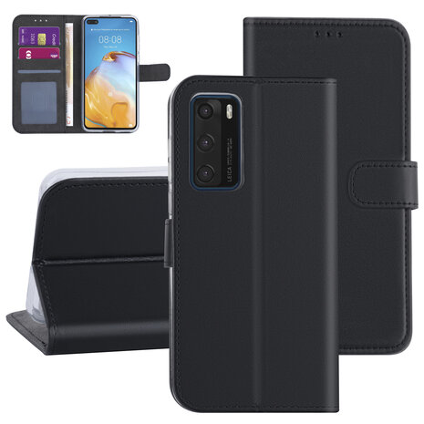 Hoesje voor Huawei P40 - Zwart - Book Case - Kaarthouder Hoesje voor Huawei P40 - Zwart - Book Case - Kaarthouder