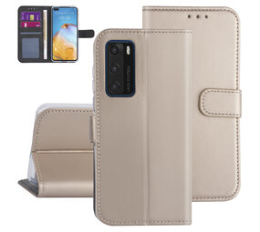 Hoesje voor Huawei P40 - Goud - Book Case - Kaarthouder Hoesje voor Huawei P40 - Goud - Book Case - Kaarthouder