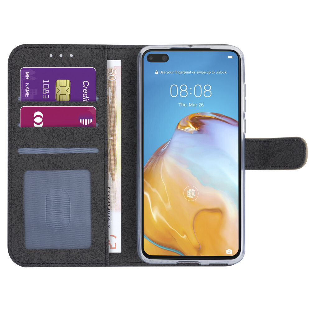 Hoesje voor Huawei P40 - Goud - Book Case - Kaarthouder Hoesje voor Huawei P40 - Goud - Book Case - Kaarthouder