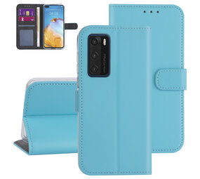 Hoesje voor Huawei P40 - LichtBlauw - Book Case - Kaarthouder Hoesje voor Huawei P40 - LichtBlauw - Book Case - Kaarthouder