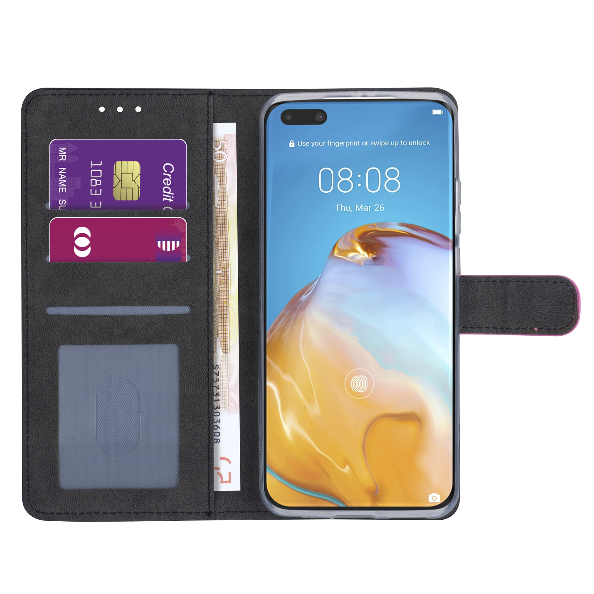 Hoesje voor Huawei P40 Pro - Felroze - Book Case - Kaarthouder, foto 3 van 6
