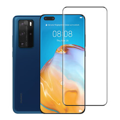 Huawei P40 Pro Transparant Zwart Screenprotector - Gehard glas