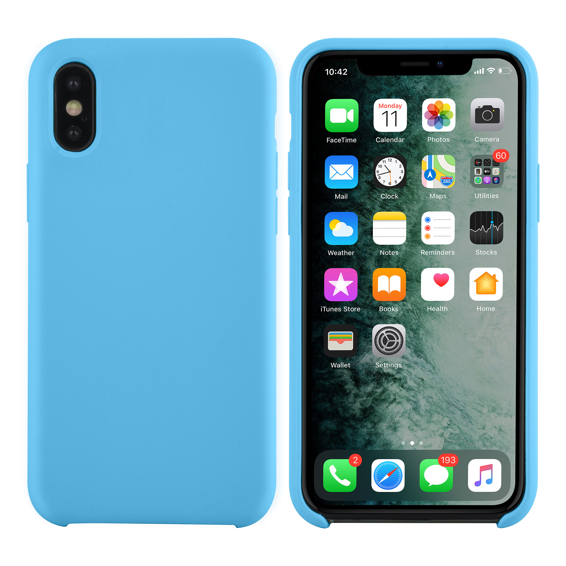 Apple iPhone X-Xs Lichtblauw Backcover hoesje - silicone
