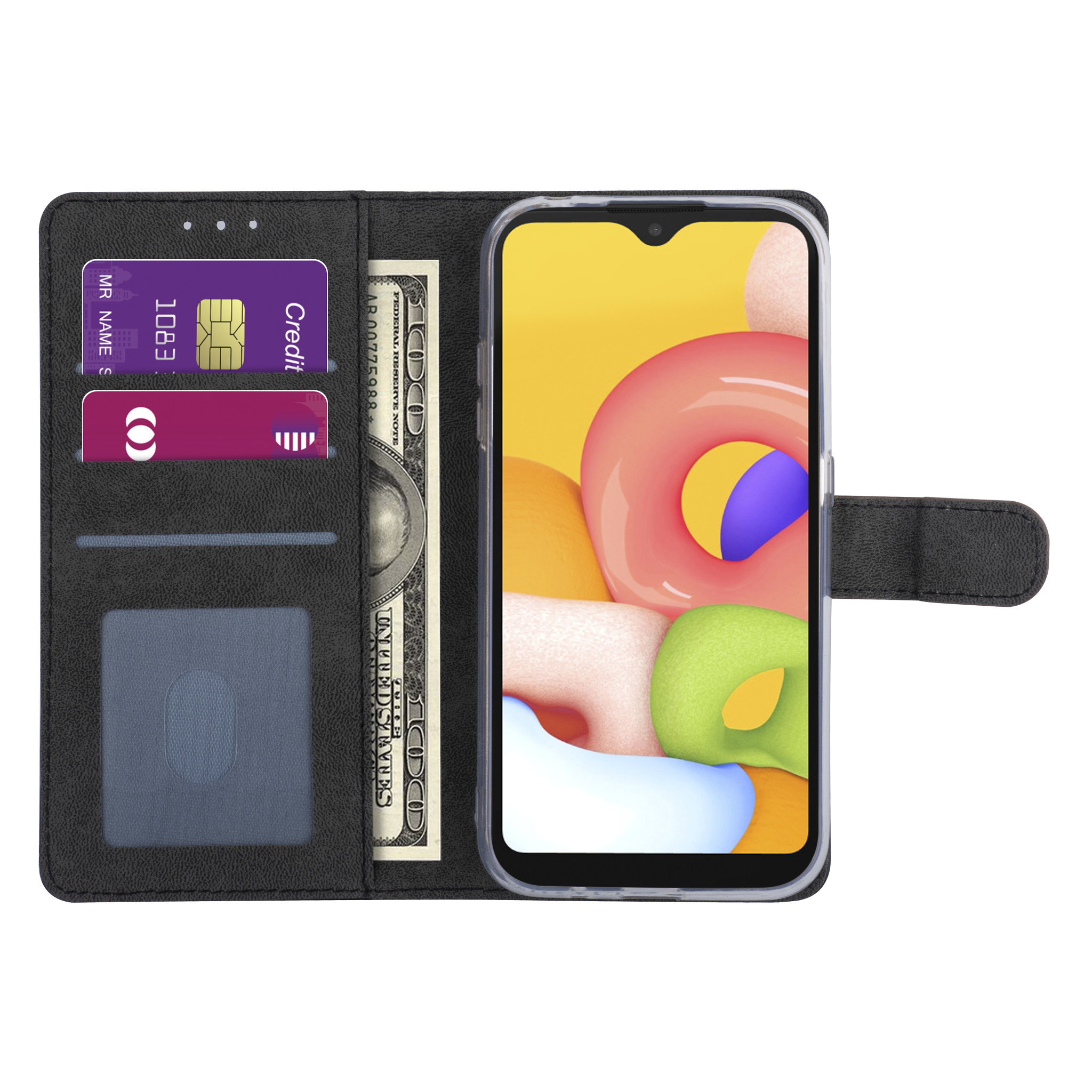Bruin hoesje Samsung Galaxy A01 - Book Case - Kaarthouder (A015F), foto 4 van 5