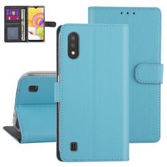 LichtBlauw hoesje Samsung Galaxy A01 - Book Case - Kaarthouder (A015F)