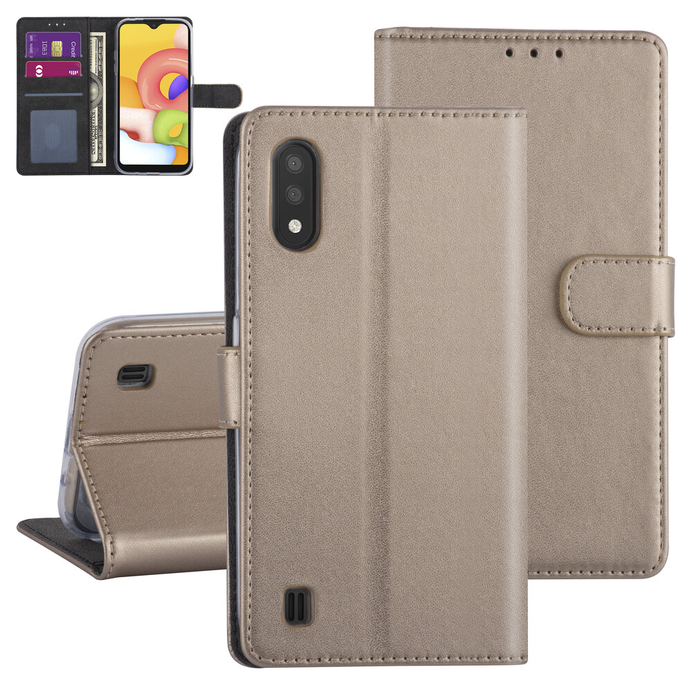 Samsung Galaxy A01 Or Book type housse - Titulaire de la carte Samsung Galaxy A01 Or Book type housse - Titulaire de la carte