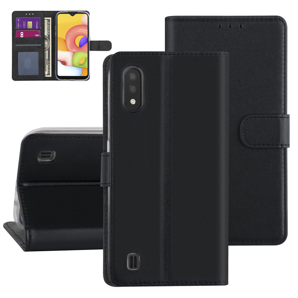 Zwart hoesje Samsung Galaxy A01 - Book Case - Kaarthouder (A015F) Zwart hoesje Samsung Galaxy A01 - Book Case - Kaarthouder (A015F)