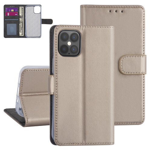 Goud hoesje iPhone 12 Pro Max - Book Case - Kaarthouder