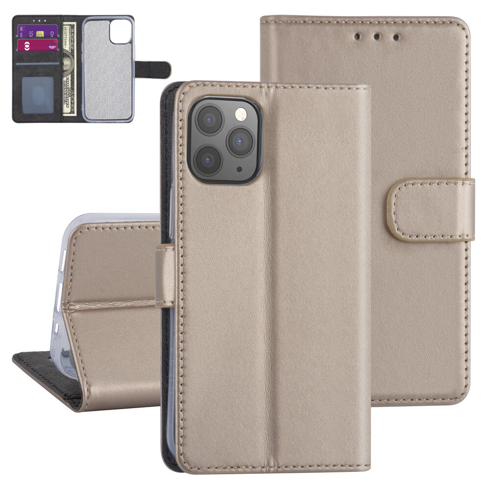 Hoesje voor iPhone 12-12 Pro - Goud - Book Case - TPU Hoesje voor iPhone 12-12 Pro - Goud - Book Case - TPU