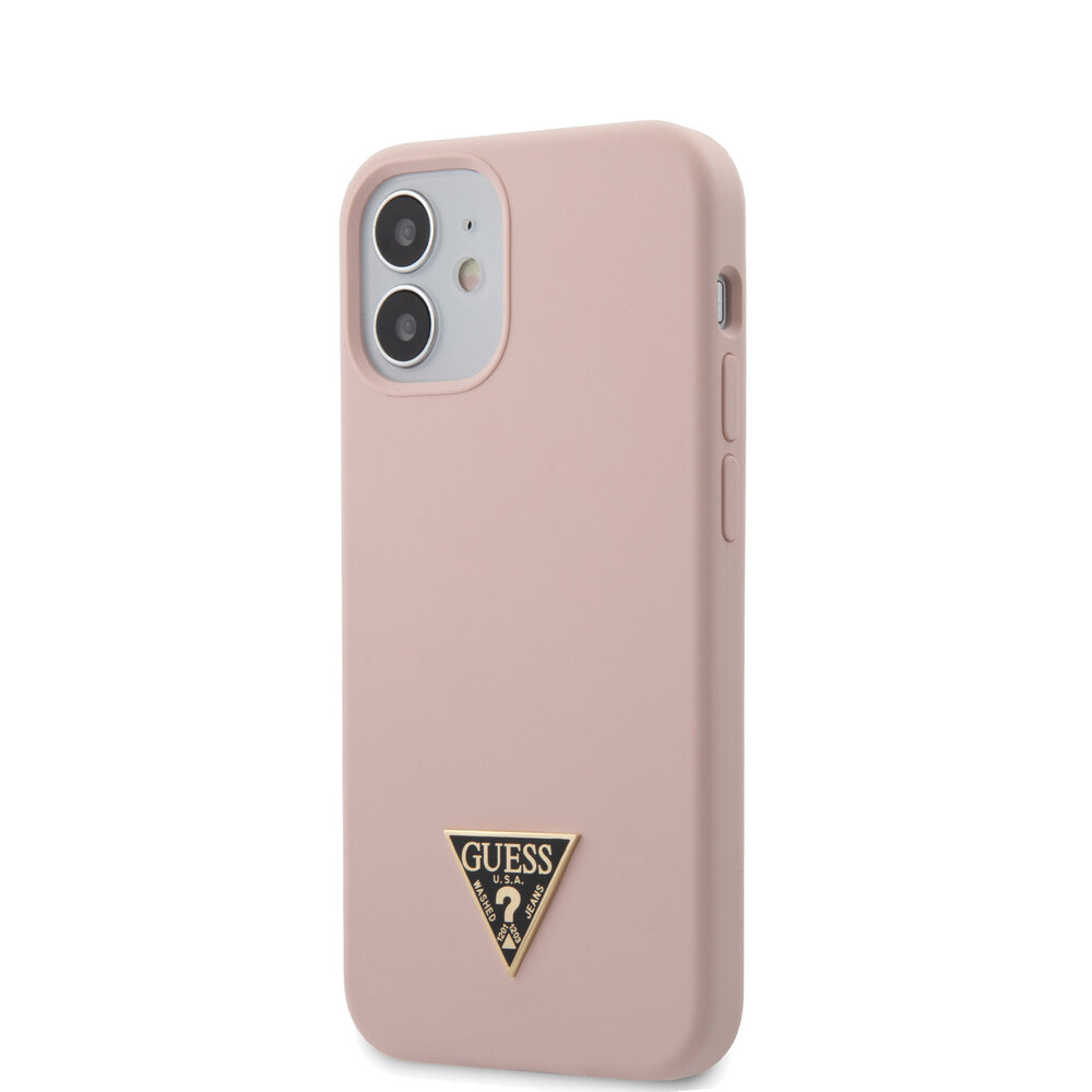 Guess Guess Apple iPhone 12 Mini Roze Backcover hoesje - silicone Guess Guess Apple iPhone 12 Mini Roze Backcover hoesje - silicone