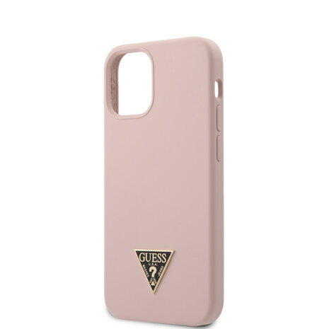 Guess Guess Apple iPhone 12 Mini Roze Backcover hoesje - silicone Guess Guess Apple iPhone 12 Mini Roze Backcover hoesje - silicone