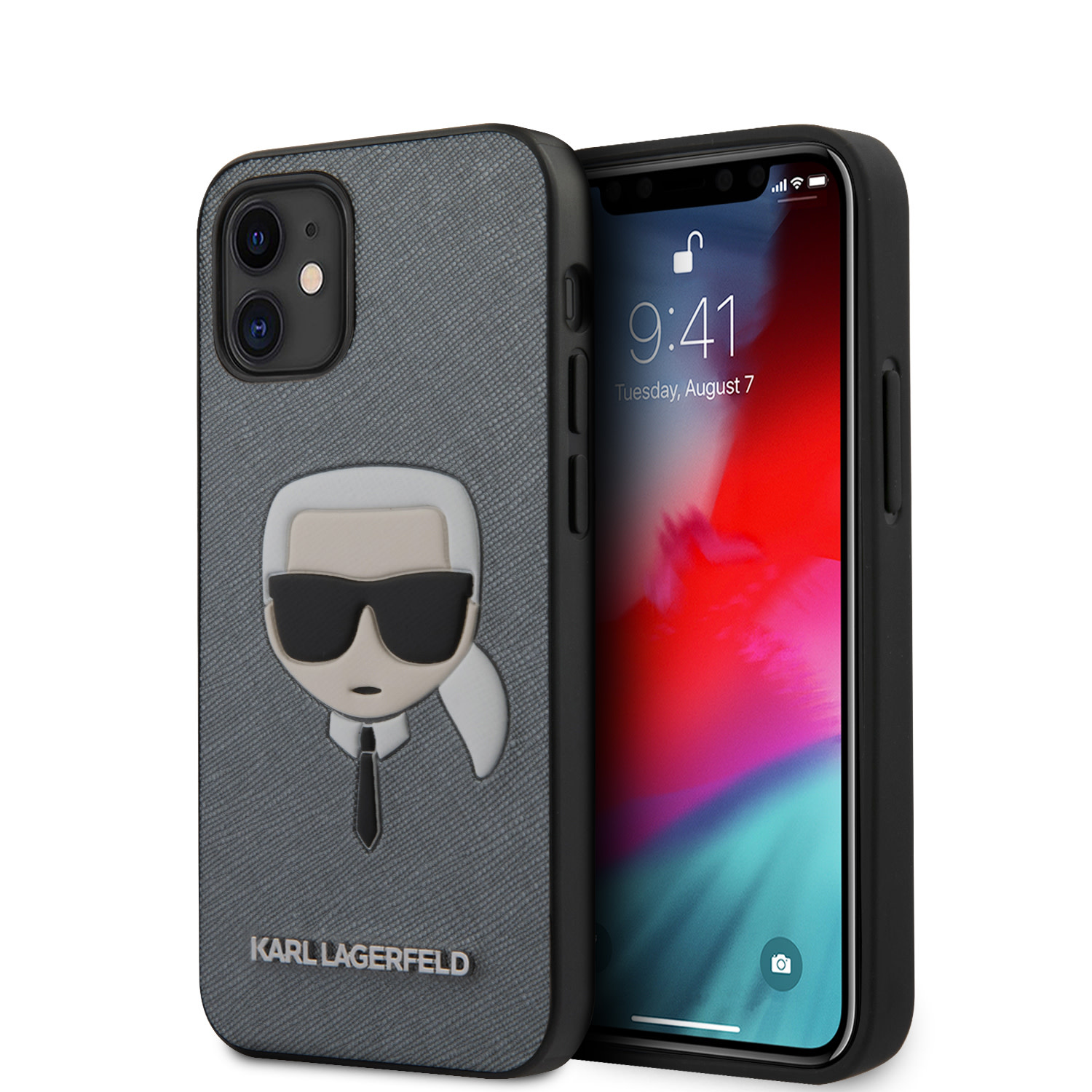 Karl Lagerfeld Karl Lagerfeld Apple iPhone 12 Mini Backcover hoesje Zilver - Saffiano