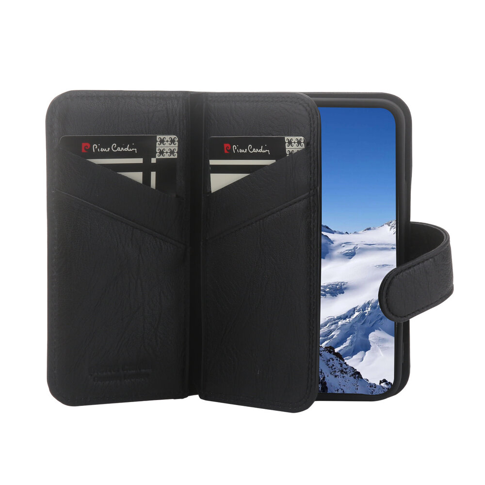 Pierre Cardin Pierre Cardin Apple iPhone 12 Mini noir Book type housse - Cuir véritable Pierre Cardin Pierre Cardin Apple iPhone 12 Mini noir Book type housse - Cuir véritable