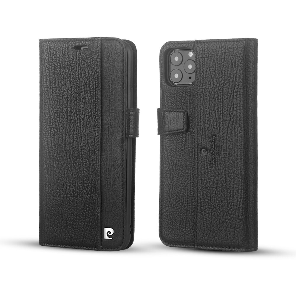 Pierre Cardin Pierre Cardin Zwart hoesje iPhone 12 Pro Max - Book Case - Echt leder Pierre Cardin Pierre Cardin Zwart hoesje iPhone 12 Pro Max - Book Case - Echt leder