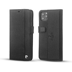 Pierre Cardin Zwart hoesje iPhone 12 Pro Max - Book Case - Echt leder