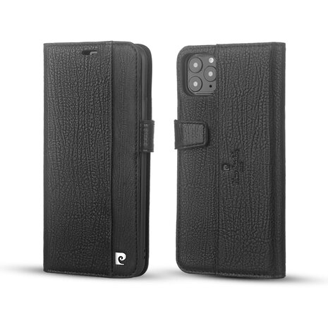 Pierre Cardin Pierre Cardin Zwart hoesje iPhone 12 Pro Max - Book Case - Echt leder Pierre Cardin Pierre Cardin Zwart hoesje iPhone 12 Pro Max - Book Case - Echt leder