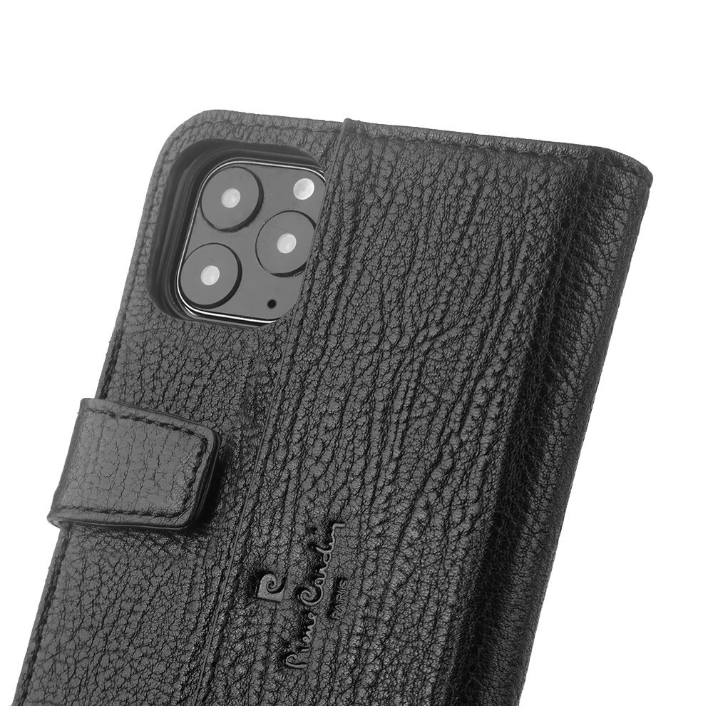 Pierre Cardin Pierre Cardin Zwart hoesje iPhone 12 Pro Max - Book Case - Echt leder Pierre Cardin Pierre Cardin Zwart hoesje iPhone 12 Pro Max - Book Case - Echt leder