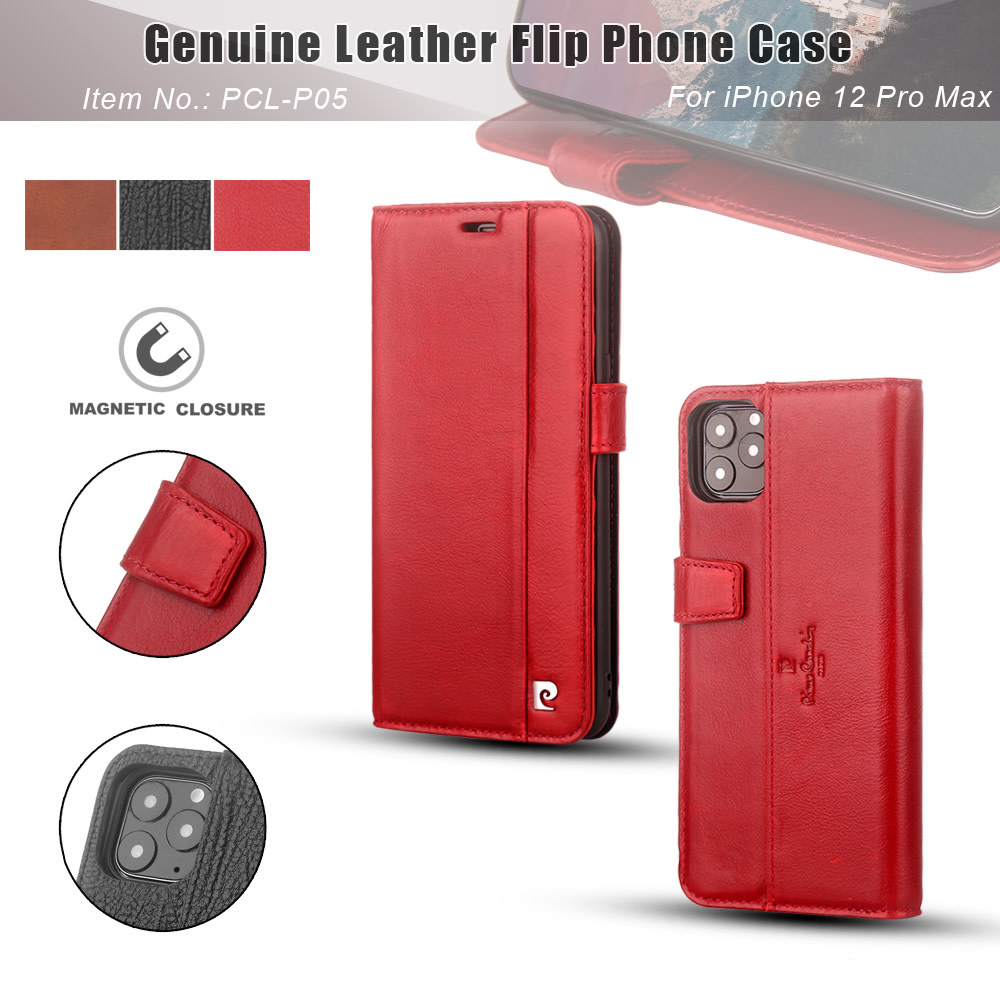 Pierre Cardin Pierre Cardin Rood hoesje iPhone 12 Pro Max - Book Case - Echt leder, foto 4 van 4