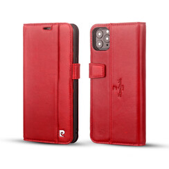 Pierre Cardin Rood hoesje iPhone 12 Pro Max - Book Case - Echt leder