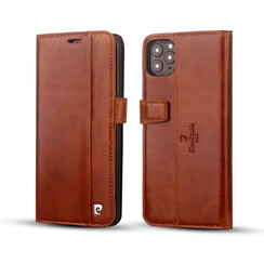 Pierre Cardin Apple iPhone 12 Pro Max braun Book-Case hul - Echtleder