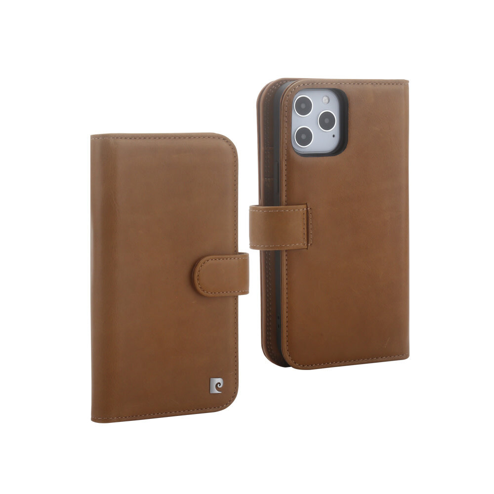 Pierre Cardin Pierre Cardin Apple iPhone 12 Pro Max brown Book type case - Genuine leather Pierre Cardin Pierre Cardin Apple iPhone 12 Pro Max brown Book type case - Genuine leather