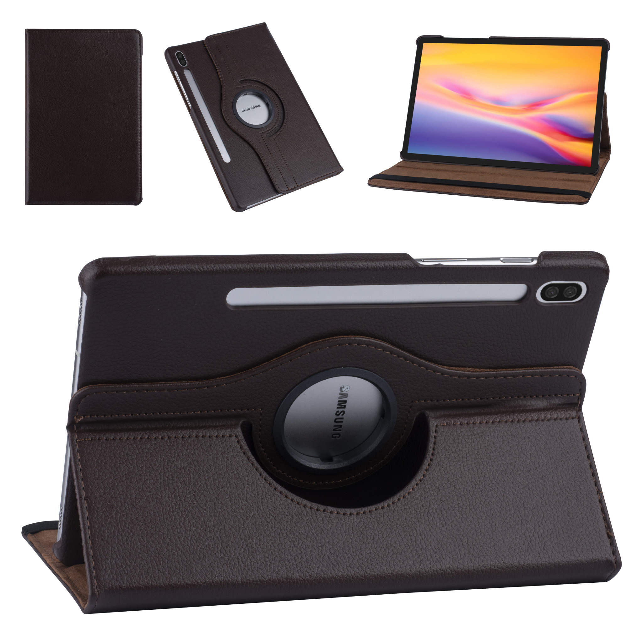 Samsung Tab S6 Bruin Book Case Tablethoes - 360 graden draaibaar, foto 5 van 6