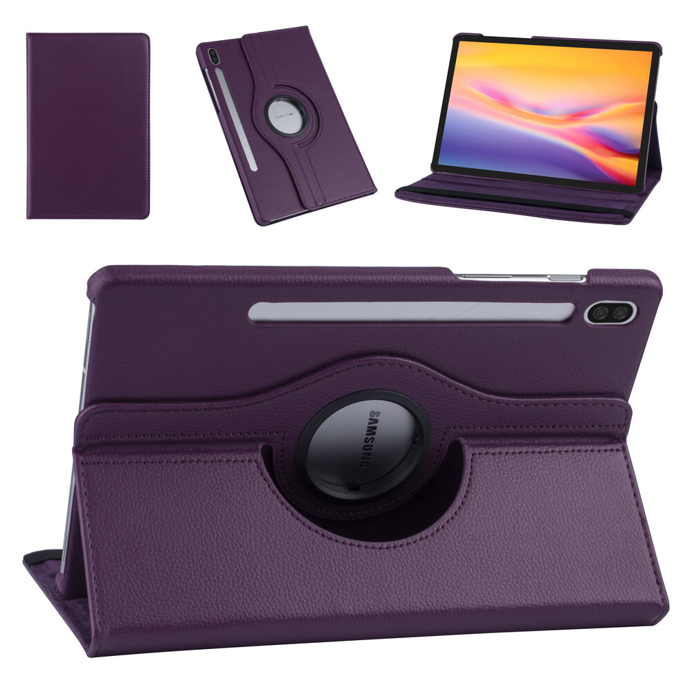 Samsung Tab S6 Paars Book Case Tablethoes - 360 graden draaibaar Samsung Tab S6 Paars Book Case Tablethoes - 360 graden draaibaar