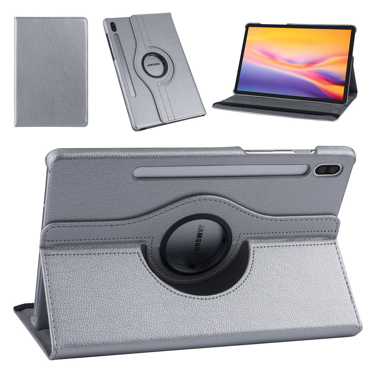 Samsung Tab S6 Zilver Book Case Tablethoes - 360 graden draaibaar, foto 5 van 6