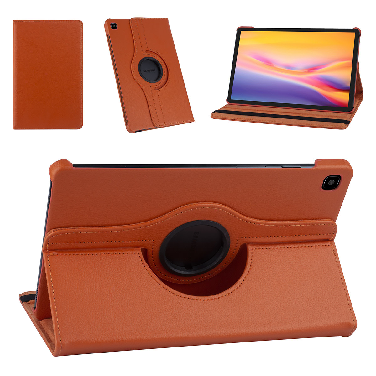 Samsung Tab S6 Lite Oranje Book Case Tablethoes - 360 graden draaibaar, foto 5 van 6