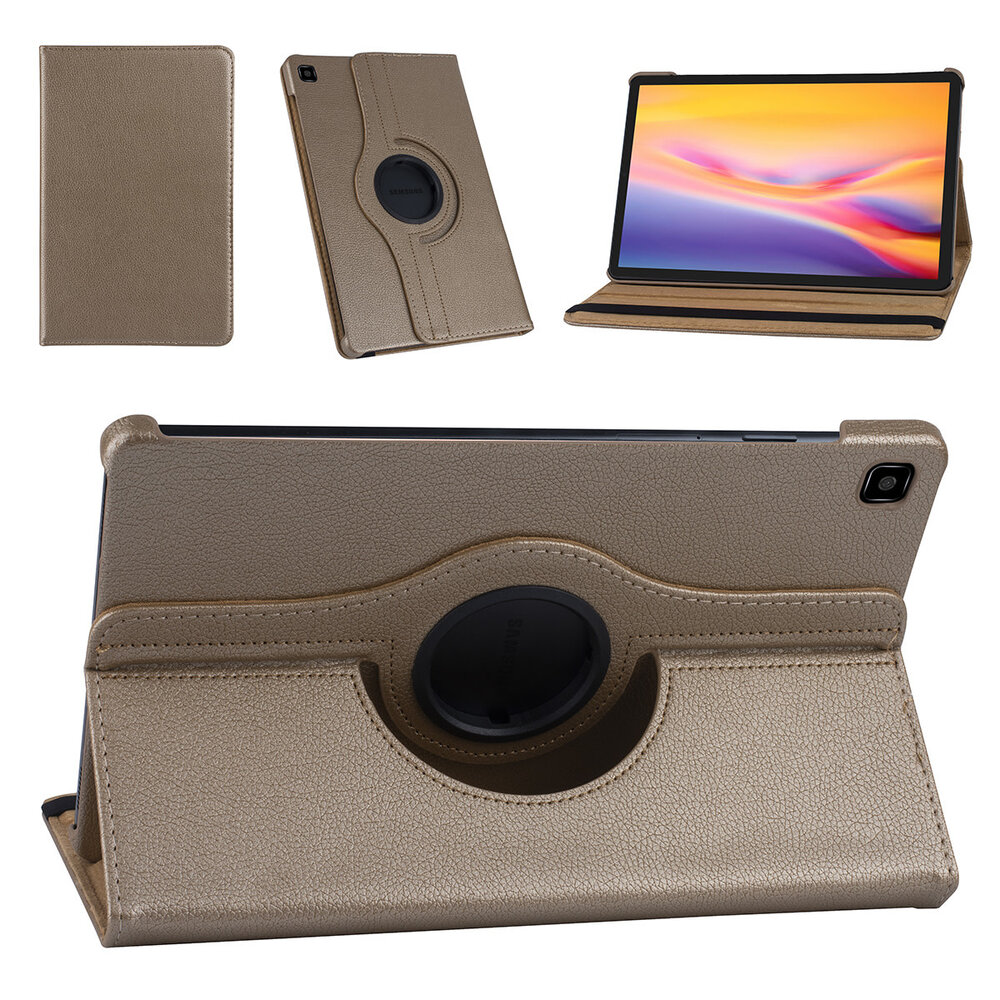 Samsung Tab S6 Lite Goud Book Case Tablethoes - 360 graden draaibaar Samsung Tab S6 Lite Goud Book Case Tablethoes - 360 graden draaibaar