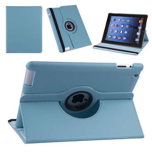 Apple iPad 2-3-4 Light Blue Book Case Tablet - 360 degrees rotatable