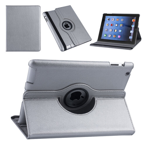 Apple iPad 2-3-4 Book case Zilver Book Case Tablethoes - 360 graden draaibaar