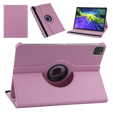 Apple iPad Pro 11 inch 2020 Roze Book Case Tablethoes - 360 graden draaibaar Apple iPad Pro 11 inch 2020 Roze Book Case Tablethoes - 360 graden draaibaar